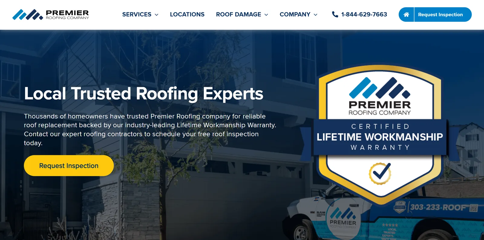 Premier Roofing residential and commercial roofing website