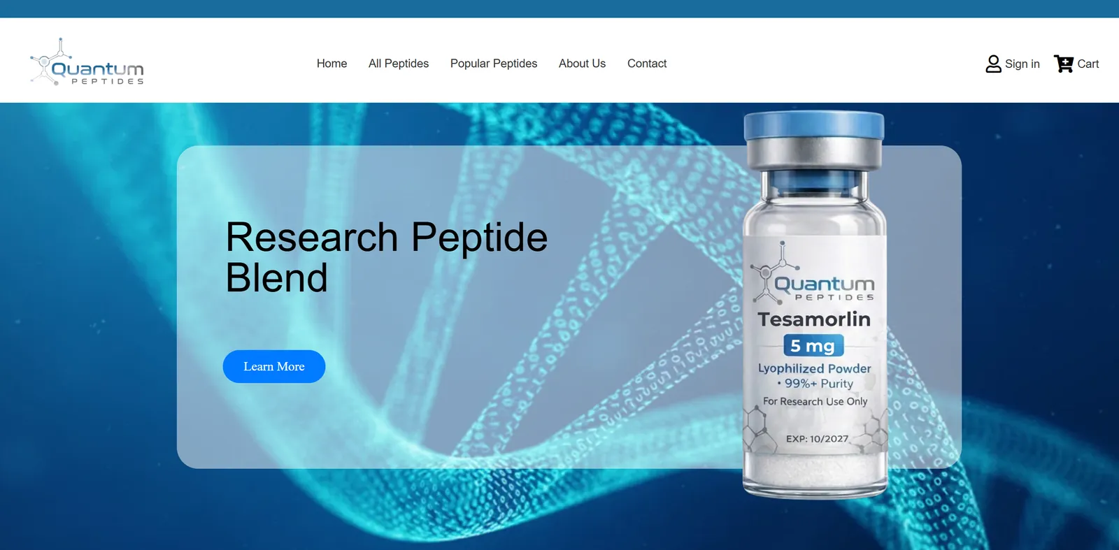 QNTM Bio science-focused website homepage
